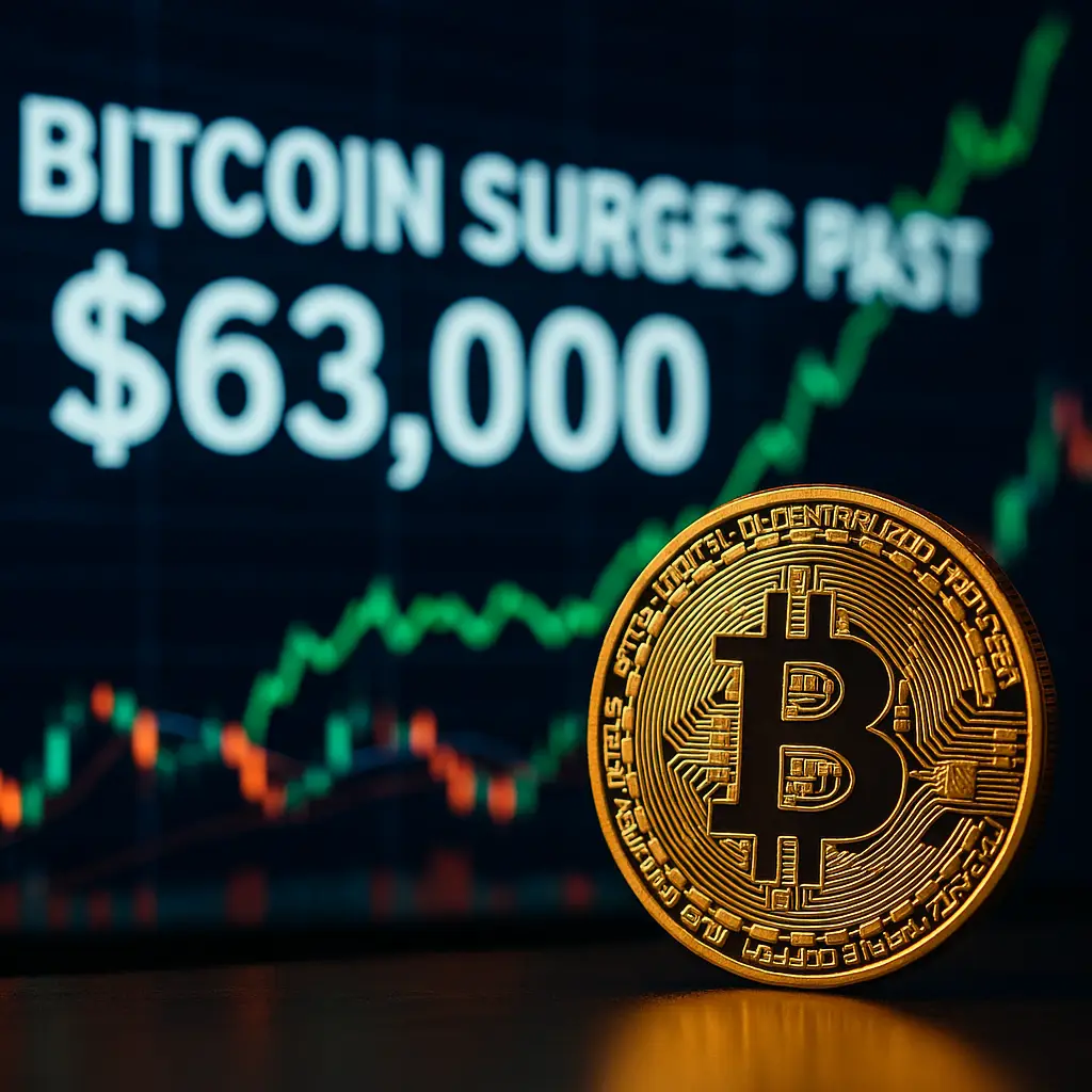 Bitcoin (BTC) has officially surged past the $63,000 mark today